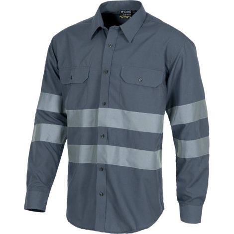 Camisa manga larga con cintas reflectantes WORKTEAM Combi B8007 XXL Gris