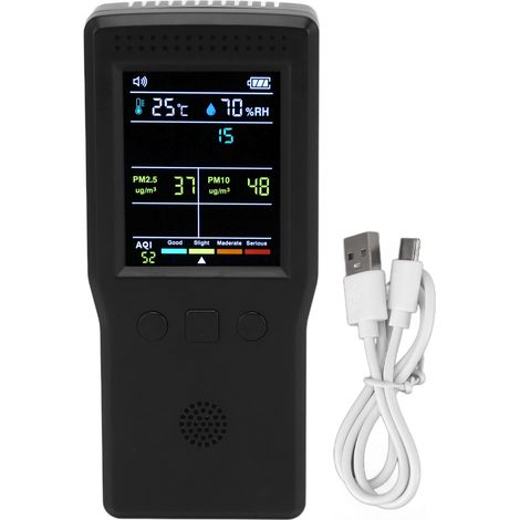 9 in 1 Air Quality Monitor High Accuracy Multifunction Handheld HCHO Tester for Baby Room Hospital Black