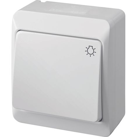 Interruptor de luz, montaje en superficie, IP44, blanco, HERMES