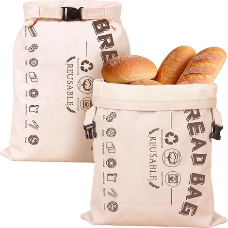 Sac à Pain En Cire D Abeille - Lin Naturel Réutilisable - Conservation Boulangerie Maison - Lot De 2 Pièces 43x33 Cm (1/5)