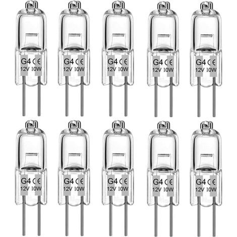 Packung mit 10 G4-Halogenlampen, warmweiß, 12 V, 10 W, 2700 K, 140 lm, dimmbar [Energieklasse G] (1/4)