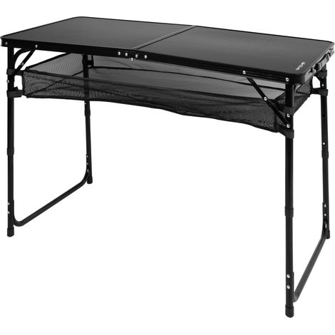 Table Pliante, Noire, 120X60X60, 70 cm, Hauteur Réglable, Butées Antidérapantes, Supporte 30 kg, Poignée de Transport, Comprend Un Filet auxiliaire Amovible, Tables de Camping, Plage (1/5)