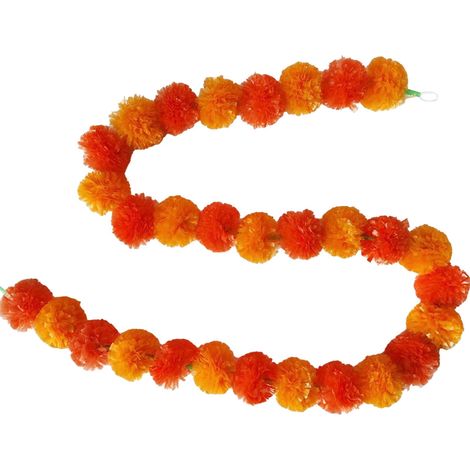 Guirlande Marigold Artificielle - Fleur Synthétique pour Décoration de Mariage Anniversaire Noël Diwali - 2 Mètres - 1 Pièce (1/5)