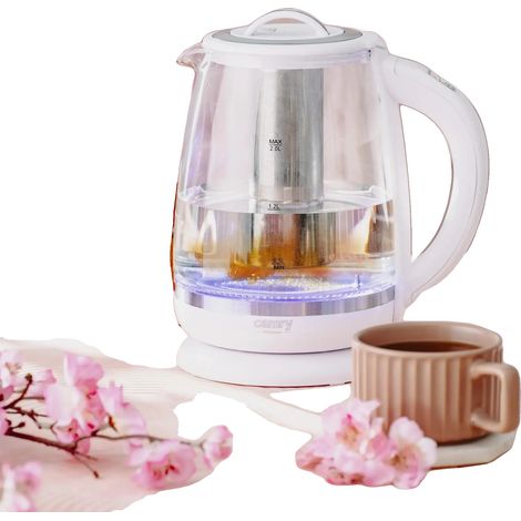 Hervidor de vidrio, control de temperatura, apagado automático, BLANCO, UE (1/5)