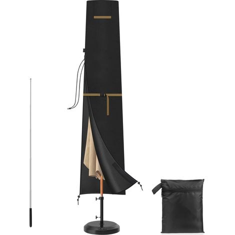 Housse de Parasol Déporté Housse de Protection de Parasol avec Tige Télescopique et Fermeture éclair,Imperméable Anti-UV Tissu Oxford Couverture Parasol pour Ø 2 à 4 m Parasol 275x45/60cm (1/5)