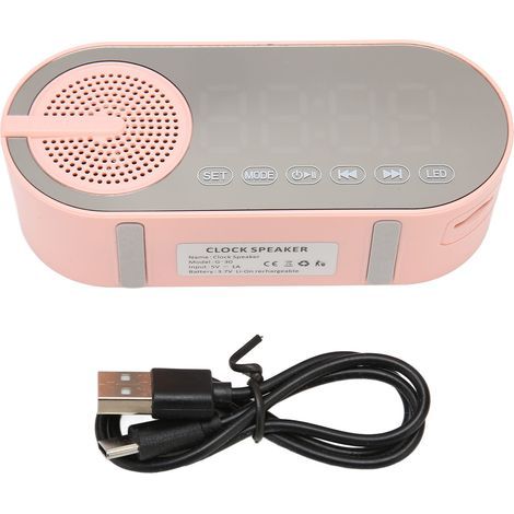 Bluetooth-Digitaluhr mit LED-Spiegel, FM-Radio und Doppelalarm für Büro oder Schlafzimmer (1/5)
