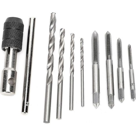 Gewindebohrer-Set aus Wälzlagerstahl mit T-förmigem Gewindebohrer-Schlüssel, Handwerkzeug zum Gewindeschneiden von Schrauben und Muttern.