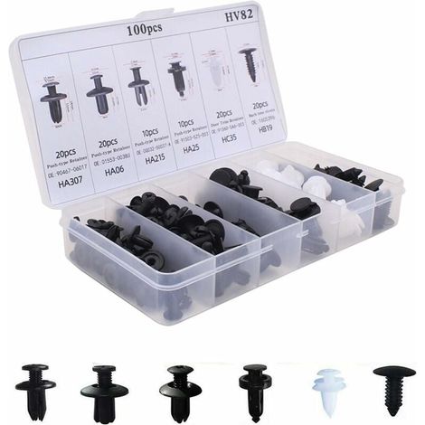 100pcs Rivets Plastiques Clips Fixation Universel pour Auto Voitures Panneaux de Portes (1/5)