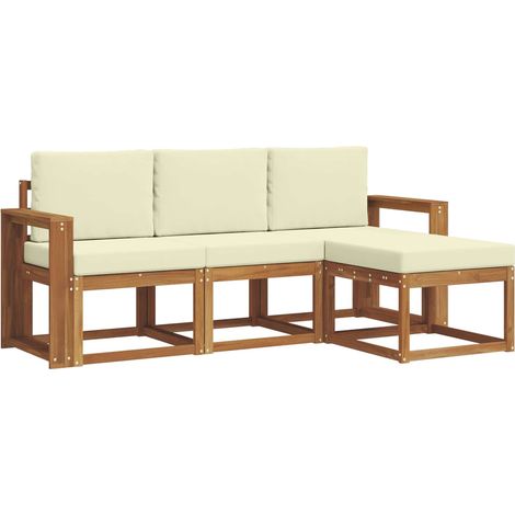 Outdoor Sofa Set with Cushion 4 pcs Natural and Cream vidaXL (1/5)