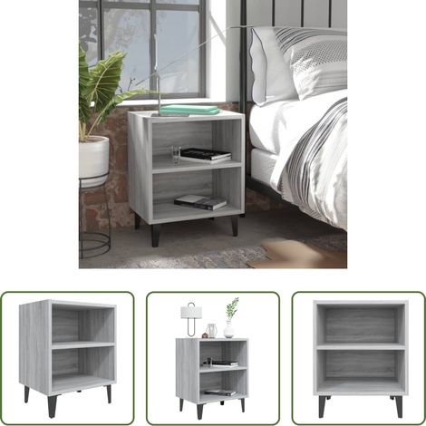 Armoire de nuit - Table de chevet avec pieds en métal Sonoma gris 40x30x50 cm (1/5)