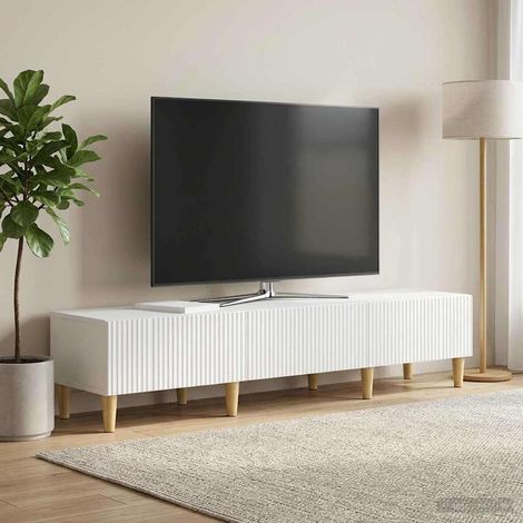 TV-Schränk Hochglanz Weiß 147 x 34,5 x 30 cm Holzwerkstoff (1/5)