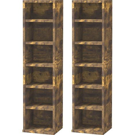 . Lot de 2 étagères colonnes GACCIO brun rustique (1/5)