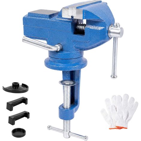Étau de Table 70 mm, Pince d'Établi en Fonte avec Base Pivotante 360° et Enclume, Serrage Réglable pour Travail du Bois, Métal, Perçage, Coupe, Polissage, Bricolage (1/5)