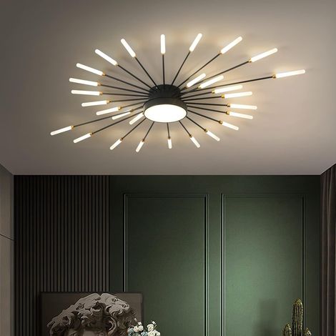 Plafonnier Led Moderne, Lustre 28+1 TêTes À Intensité Variable,Plafonniers Doré Pour Chambre À Coucher,Salon,Cuisine,Salle À Manger, Restaurant,Bureau, 3000K-6000K Avec Télécommande (1/5)