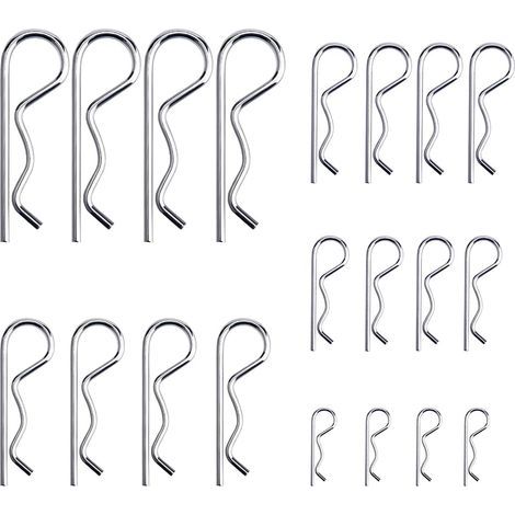 20 Stück R-Clips Sicherungsstifte, hochbelastbares, verzinktes Splint-Sortiment für Anhängerkupplungssysteme von Abschleppwagen, M1,2–M3,5 (1/5)