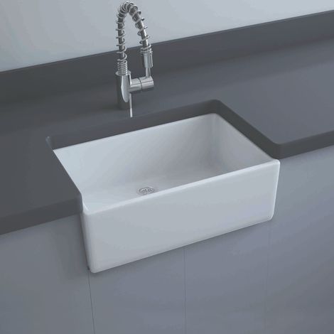 RAK Gourmet 2 Ceramic Belfast Kitchen Sink 1.0 Bowl 595mm L x 475mm W - Alpine White (1/3)