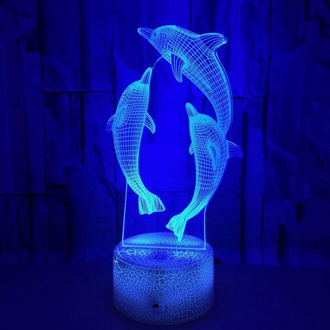Lampe tactile 3D dauphin 7 couleurs, vision stéréoscopique 3D (1/5)