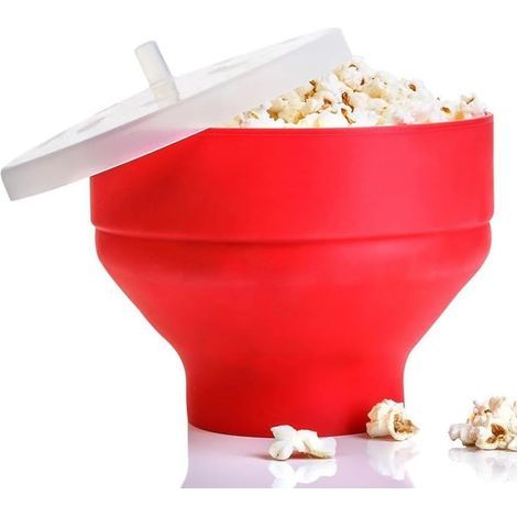 Bol De Pop-corn Au Micro-ondes,Micro-ondes À Popper En Silicone Avec Couvercle,Réutilisable. Bol De Seau De Résistance À La Chaleur En Silicone Léger, Épargnant Pour (1/5)