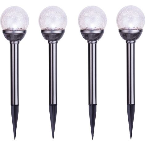 BUVTEC LED-Solar-Steckleuchten, Crakleglas, 4er Set (1/2)