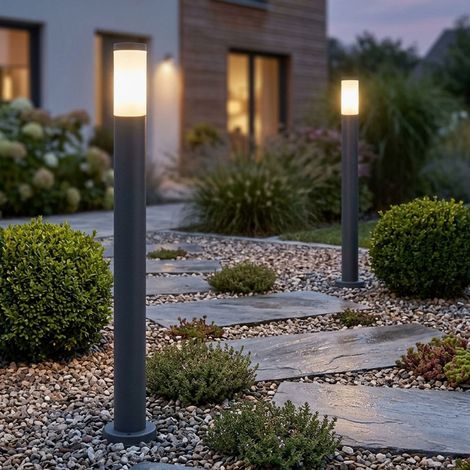 2er Set Außenstehleuchte Stehlampe Gartenleuchte Anthrazit Edelstahl Höhe 110 cm (1/5)