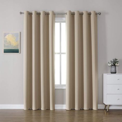 Tende oscuranti (1 pezzo) - Con anelli per appendere - Camera da letto e soggiorno - Tinta unita - Alta qualità - Blu-verde - 1,32 m x 2,74 m (1/5)