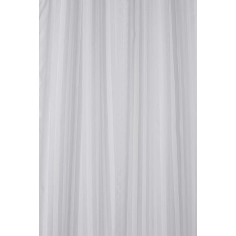Croydex Waterproof Shower Curtain, White Stripe, Hookless, Cling-Resistant (1/4)
