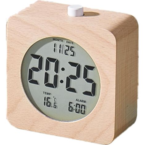 Horloge Fonctionnant À Piles Réveil En Bois Multifonction À Piles Horloge Réveil Alimentée par Piles Chevet, Table, Table De Nuit, Bureau, Étagère, Chambre, Salon, Étude, Cuisine, Comptoir, (1/5)