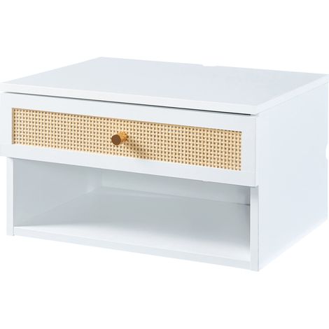 Estantería de diseño atemporal para salón o dormitorio mueble de almacenaje de pared 40 x 32 x 23 cm aspecto ratán blanco 030011239 (1/4)