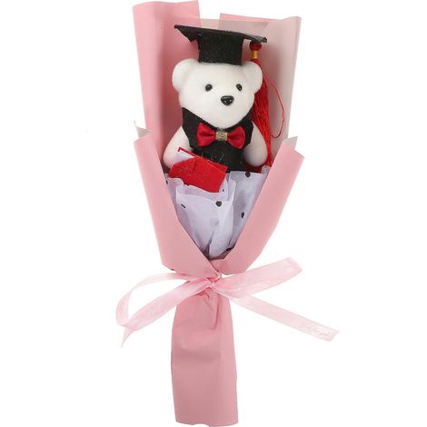 1 bouquet de fin d'études - Joli bouquet ours mignon - Fournitures pour fête de remise de diplômes-28.5X12CM-Pink (1/2)
