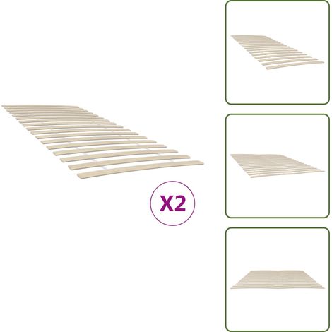 The Living Store Sommiers à lattes avec 34 lattes 2 pcs 100x200 cm - Lit Plateforme - Sommier Bois - Sommier Pliable - Matelas Support - Frame Lit (1/5)