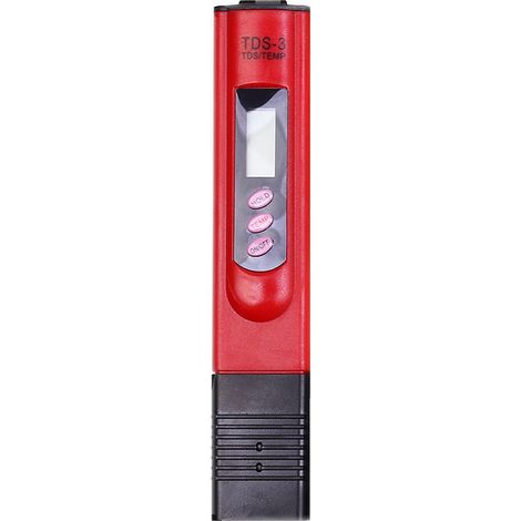 Lntyq Numerischer LCD-Wasserqualitätsdetektor, Wasseranalysegerät, Teststift, tragbar, Reinstfilter, TDS, Computertest, 0–9990 PPM, Temperatur (rot) (1/3)