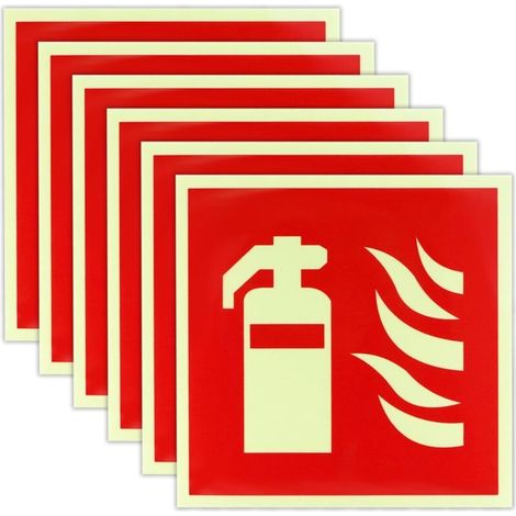 Hochbeständiges PVC-Feuerlöscher-Anzeigeschild mit lang anhaltender Leuchtkraft – 4 Stück, 15 x 15 cm, für den Innen- und Außenbereich