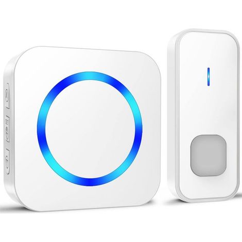 Memkey – Sonnette sans fil étanche 400M – 55 mélodies et 5 niveaux de volume – Indicateur LED bleu – Installation facile avec pile 12V23A (1/5)