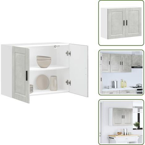 The Living Store Armario de pared cocina Porto madera ingeniería gris hormigón - Armario de pared