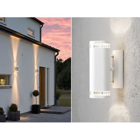 2er-Set Aluminium Up-Down Wandleuchte MODENA weiß, GU10, Höhe 23,5 cm, IP44 (1/5)