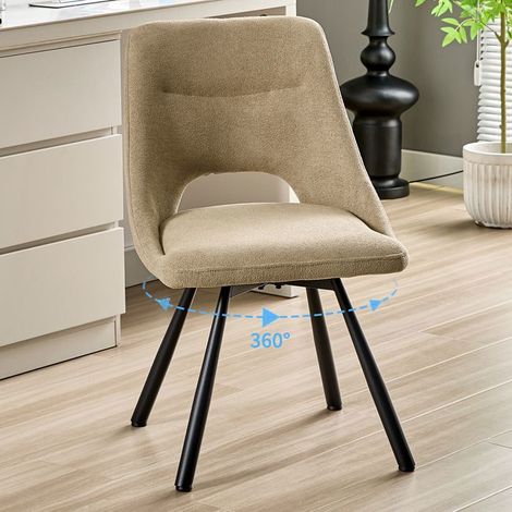 Fauteuil Salon - WAFTING - Chaise pivotante 360° - Tissu imitation cachemire - Pieds métal - Style scandinave (1/5)