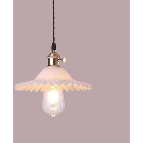 Ecleanfy - Suspension industrielle vintage en verre – Abat-jour Ø22cm – Support E27 – Tension 110-240V – Longueur câble 60cm – Installation facile (1/5)