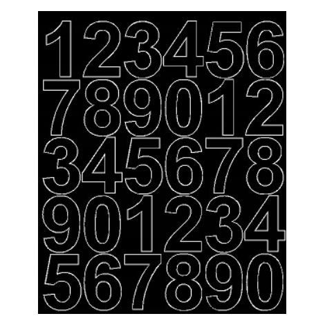 Pegatinas autoadhesivas con números de 4,5 cm, color negro brillante.