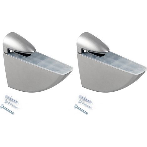 Emuca Juego de soportes para estante de madera o cristal Aguila, Plástico y Zamak, Pintado aluminio (1/4)