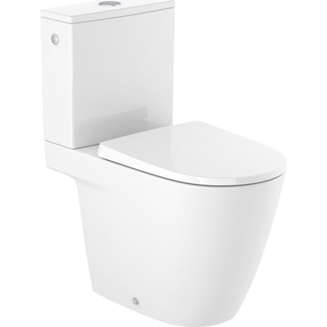 Inodoro completo con taza Rimless® salida dual con cisterna de alimentación lateral y asiento con caída libre ONA - ROCA