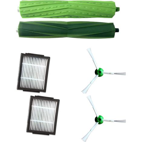 iRobot - Kit de recharges pour Roomba : 2 filtres haute performance, 2 brosses de nettoyage des coins et des bords, et 1 jeu de brosses multi-usages - vert (1/4)