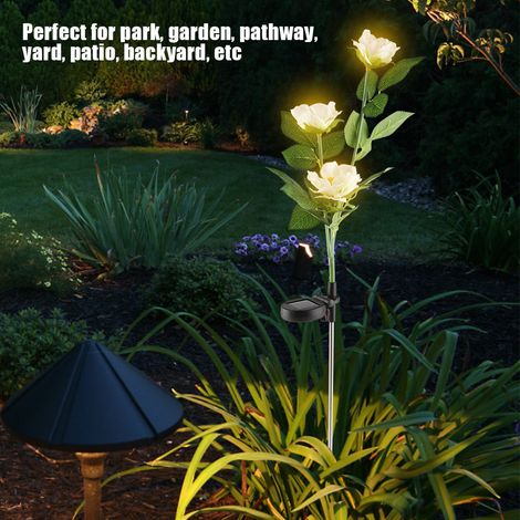 Luminaire solaire LED fleur de camélia pour jardin extérieur, pelouse, paysage, veilleuse blanc chaud, étanche décor (1/5)