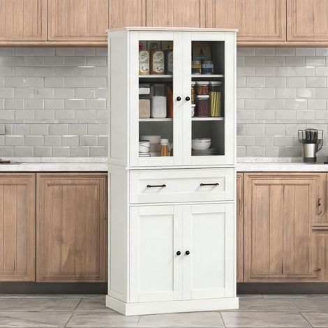 Buffet coloris blanc crème en MDF 76 x 40 x 182,5 cm (1/5)