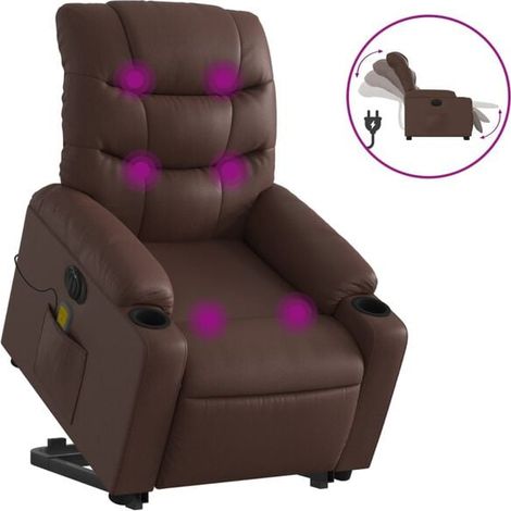 Fauteuil inclinable de massage électrique en similicuir marron (1/5)