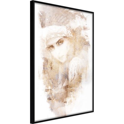 Affiche Murale Encadrée "Mysterious Look Beige" 30 x 42 cm Noir