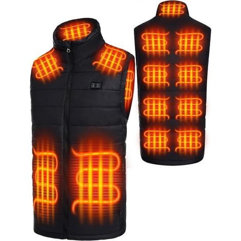 Gilet Chauffant Électrique Veste Chauffante de travail Sans Manche ultraléger Gilet Chauffant électrique Unisexe Rechargeable Intelligent 13 Zones Réchauffeurs 3 Modes Chauffante,Noir,XL (1/5)