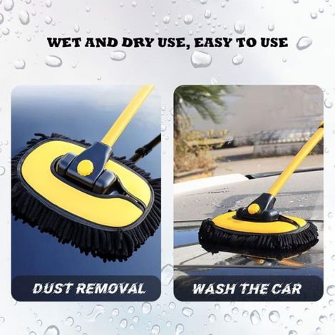 Courbé 15° Brosse Lavage Voiture Manche Telescopique 43" Balai Nettoyage Pinceaux Kit Detailing Camping Car Camion Accessoires Ext (1/4)