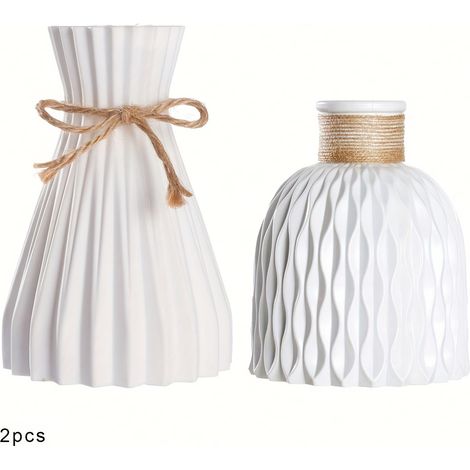 Lot de 2 petits vases – Vases en plastique – Vases décoratifs – Pour fleurs artificielles (non étanches) (1/5)