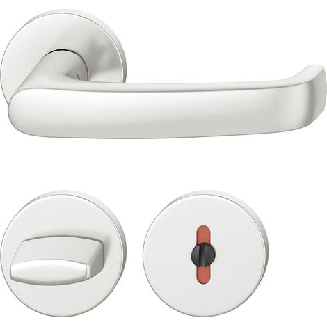 FSB Drückergarnitur 12 1045 ASL auf Rosette WC - Aluminium silber eloxiert (1/5)