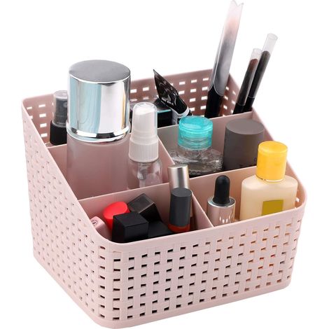Boîte de rangement cosmétique à cinq grilles (rose)